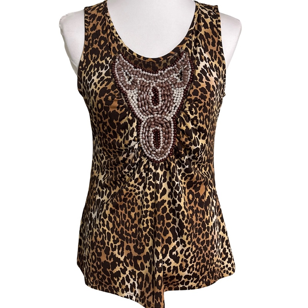 New Directions Leopard Sleeveless Top